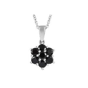 Thai Black Spinel Pendant Necklace (20 Inches) in Stainless Steel 1.50 ctw